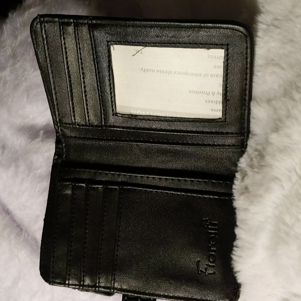 Fiorelli| Black Leather Wallet With Butterfly Zipper